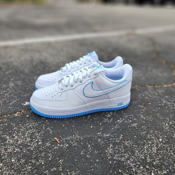 Nike Air Force 1 Low White and University Blue Mens Size 10.5 New Shoes Sneakers - Picture 1 of 4